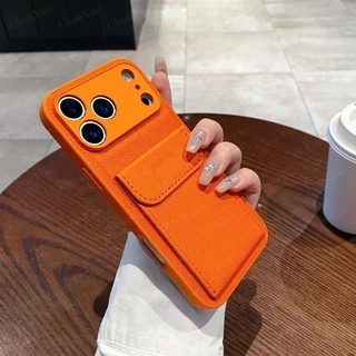 【พร้อมที่ใส่การ์ด】กระเป๋าสตางค์หรูหราหนังไหมลิ้นจี่ เคสโทรศัพท์เข้ากันได้กับ iPhone 17 11 12 13 14 15 16 Pro Max Air Plus ป้องกันแรงกระแทกแบบนุ่ม ฝาหลังโทรศัพท์ เคสสวยงาม