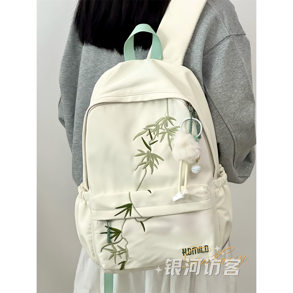 สไตล์ใหม่อินเทรนด์ Mori Style Artistic กระเป๋านักเรียนสําหรับผู้หญิง Retro Simple All match กระเป๋าเ