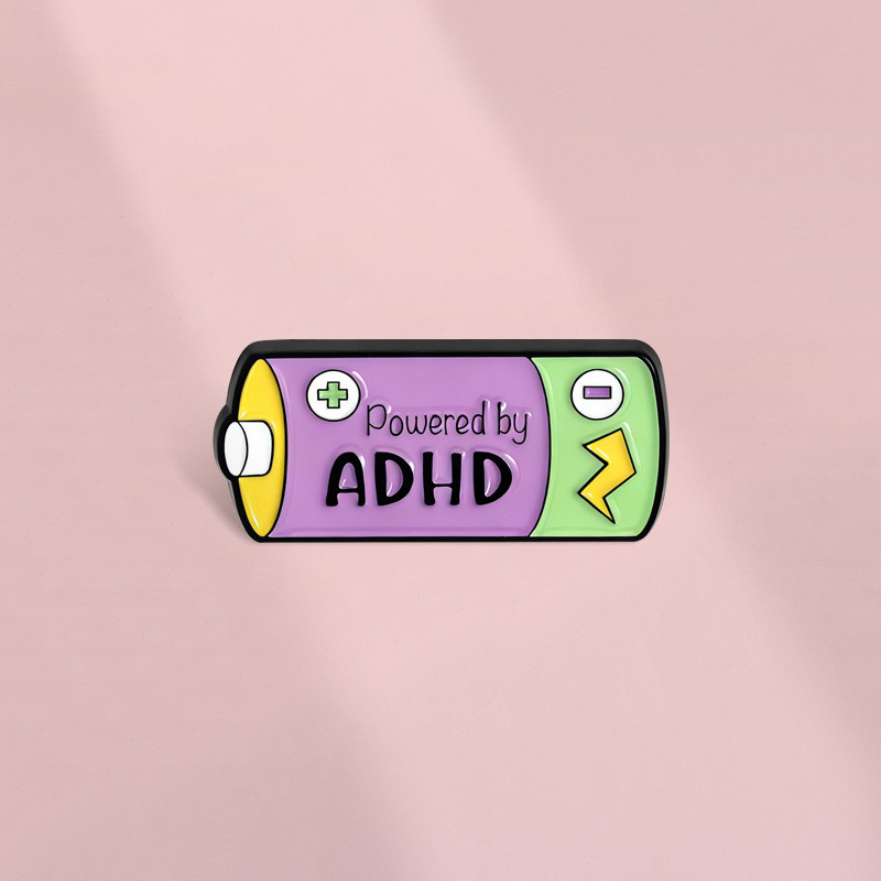 เข็มกลัดอารมณ์ขันสำหรับคน ADHD กับสร้อยคอหรือกระเป๋าเป้ พร้อมบรรจุภัณฑ์ทำจากโลหะคреเอทีฟ เป็นของขวัญ