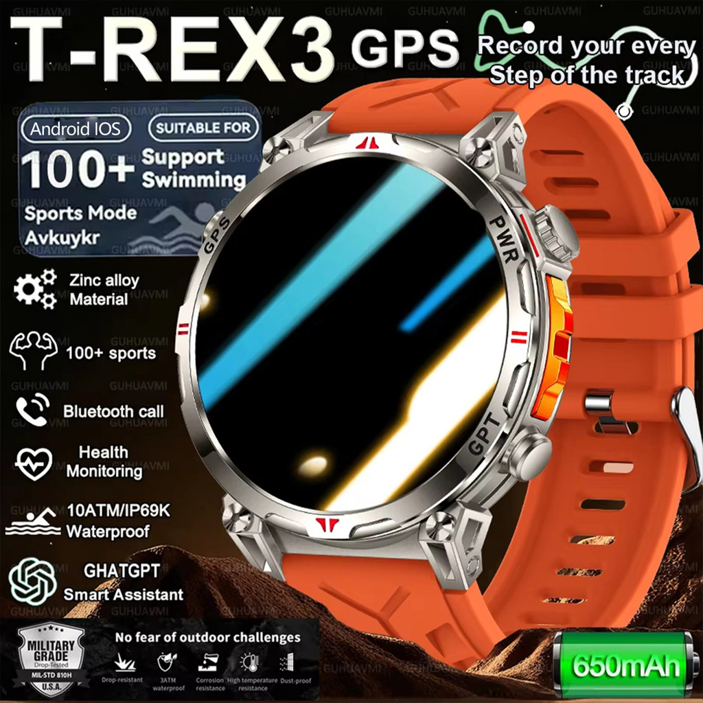 2026 ใหม่สําหรับ Xiaomi GPS Trajectory เข็มทิศกีฬาสมาร์ทนาฬิกา Man T-REX3 650 Mah แบตเตอรี่ 10ATM กั