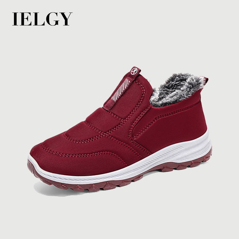 IELGY Mens รองเท้าผ้าฝ้ายฤดูหนาวรองเท้าผ้าฝ้ายอุ่นหนาขนแกะเรียงราย Anti-Slip Snow Boots