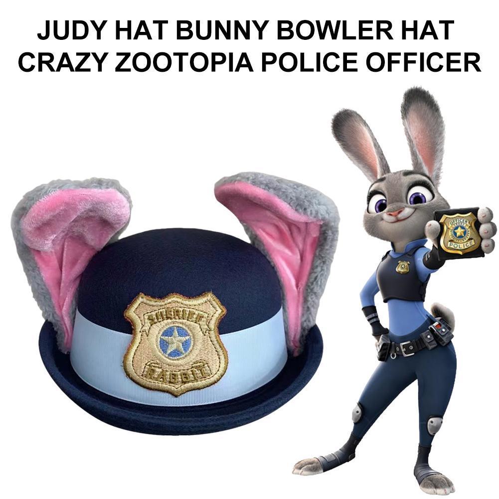 Judy Hopps Bunny Ear Hat, หมวกตํารวจสีฟ้าหูตุ๊กตาสําหรับคอสเพลย์, ฮาโลวีน, Zootopia Q7f5