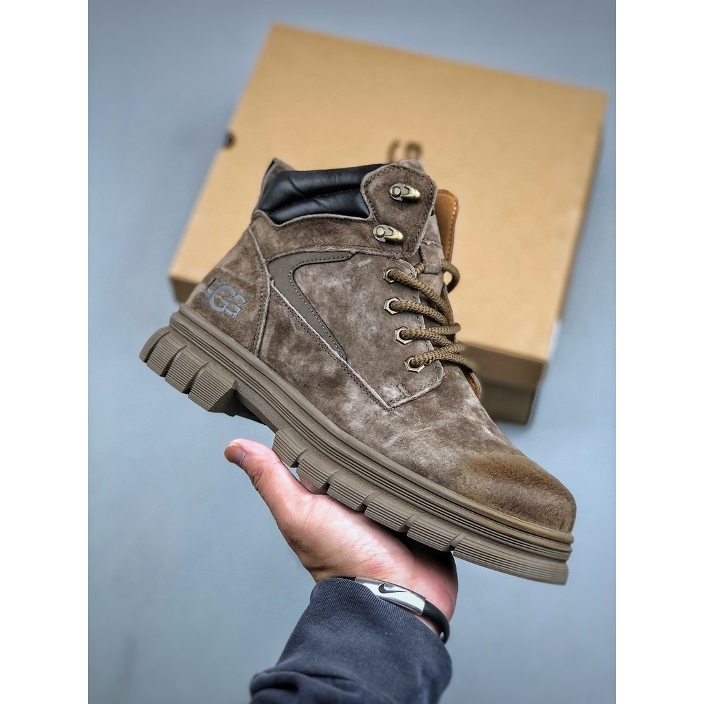 UGG Outdoor Martin Boots Mens Mid-Cut Overall Boots Light Sole Anti-Slip Casual Shoes Winter Warm We