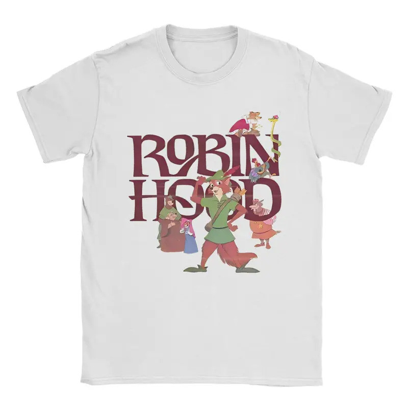 เสื้อยืดผู้ชาย Robin Hood และ Little John ตลกผ้าฝ้าย Tees แขนสั้นการ์ตูน T เสื้อ Crewneck Tops Plus 