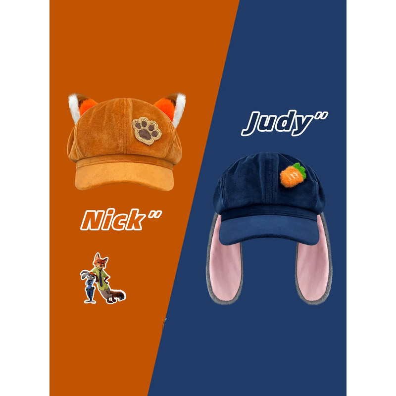 Animal City สินค้า cos Beret หมวก Fox Nick กระต่าย Judy หมวกแปดเหลี่ยมน่ารักตุ๊กตา Face-ดูจิตรกรน้อยหมวกอินเทรนด์ - รูปที่ 3