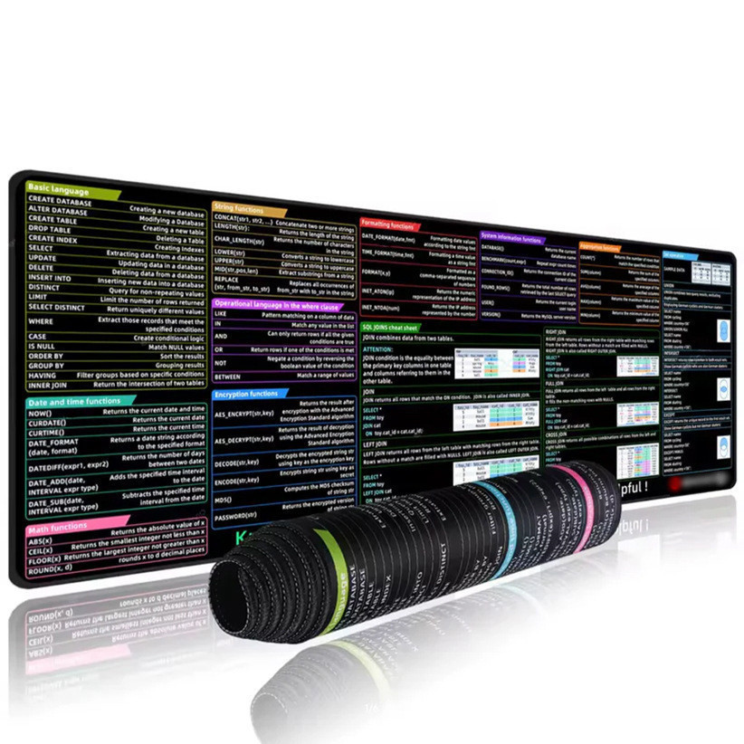 แผ่นรองเมาส์ การเล่นเกม แผ่นรองเมาส์ ขยายโครงสร้างขนาดใหญ่ภาษาที่ Query (SQL) เสื่อโต๊ะลื่นเย็บขอบกั