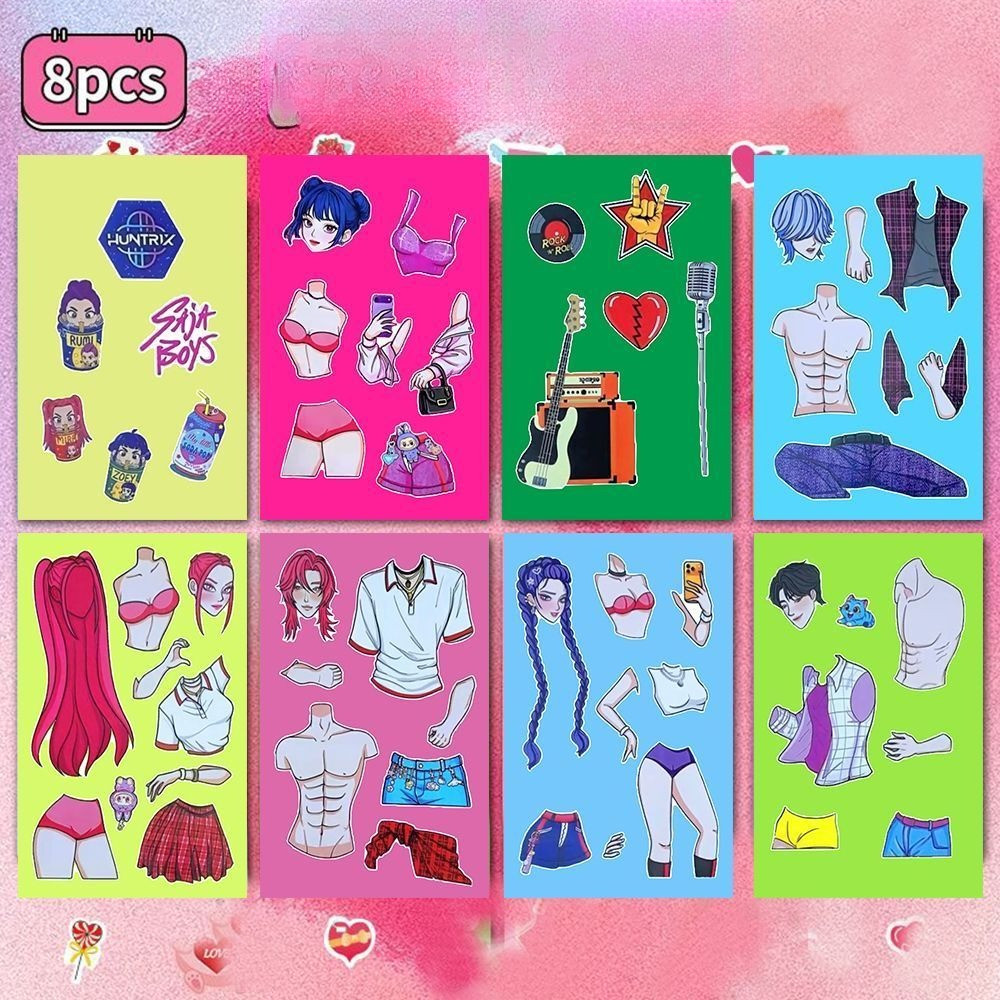 8PCS Rumi Zoey Mira คู่ภาพสนุก Dressing Up สติกเกอร์รางวัลผู้ปกครองสติกเกอร์เด็ก