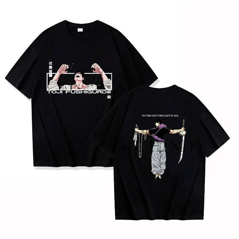 เสื้อยืด anime Fushiguro Toji สำหรับผู้หญิงและผู้ชาย สไตล์ cosplay และ streetwear