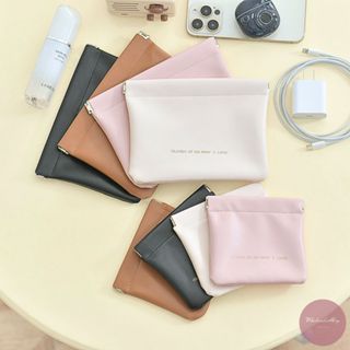 กระเป๋าใส่เหรียญ เครื่องสำอาง หนัง PU ไร้ซิป แบบหนีบ เปิด-ปิ…