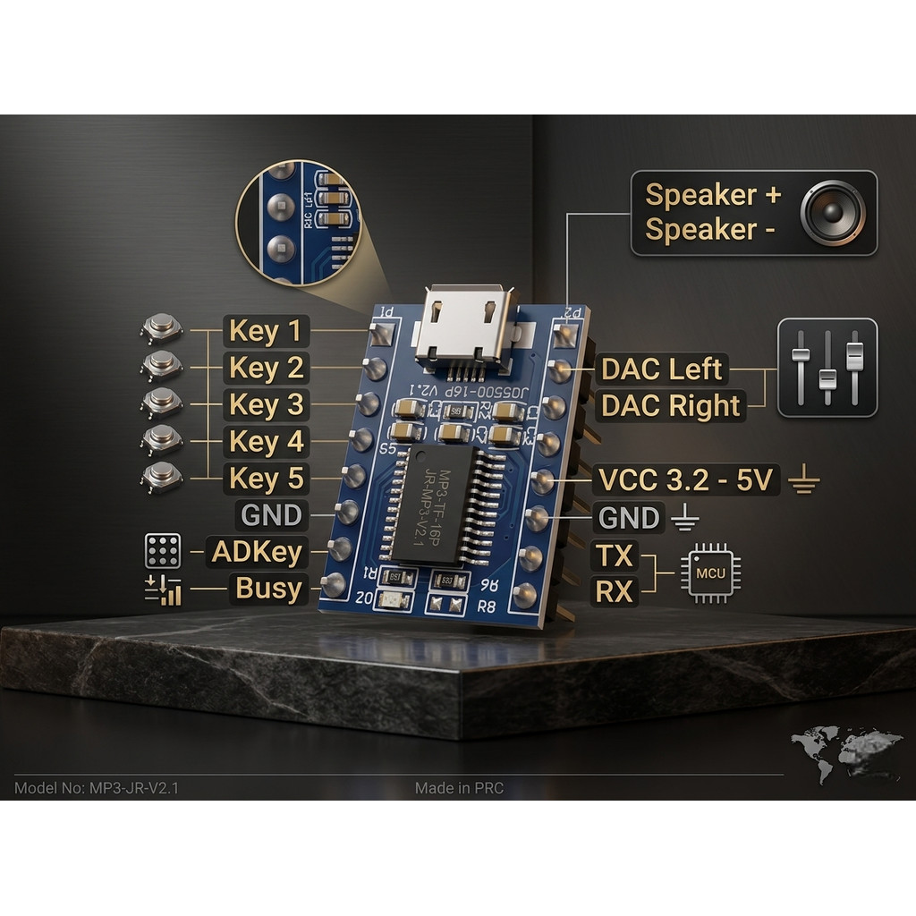 JQ6500 Voice Sound Module (2Mbyte 25Q16)