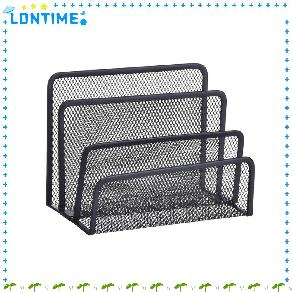 LONTIME Mail Holder, Mesh Metal Table File Rack, Simple Three Layer Magazine Organizer School Office