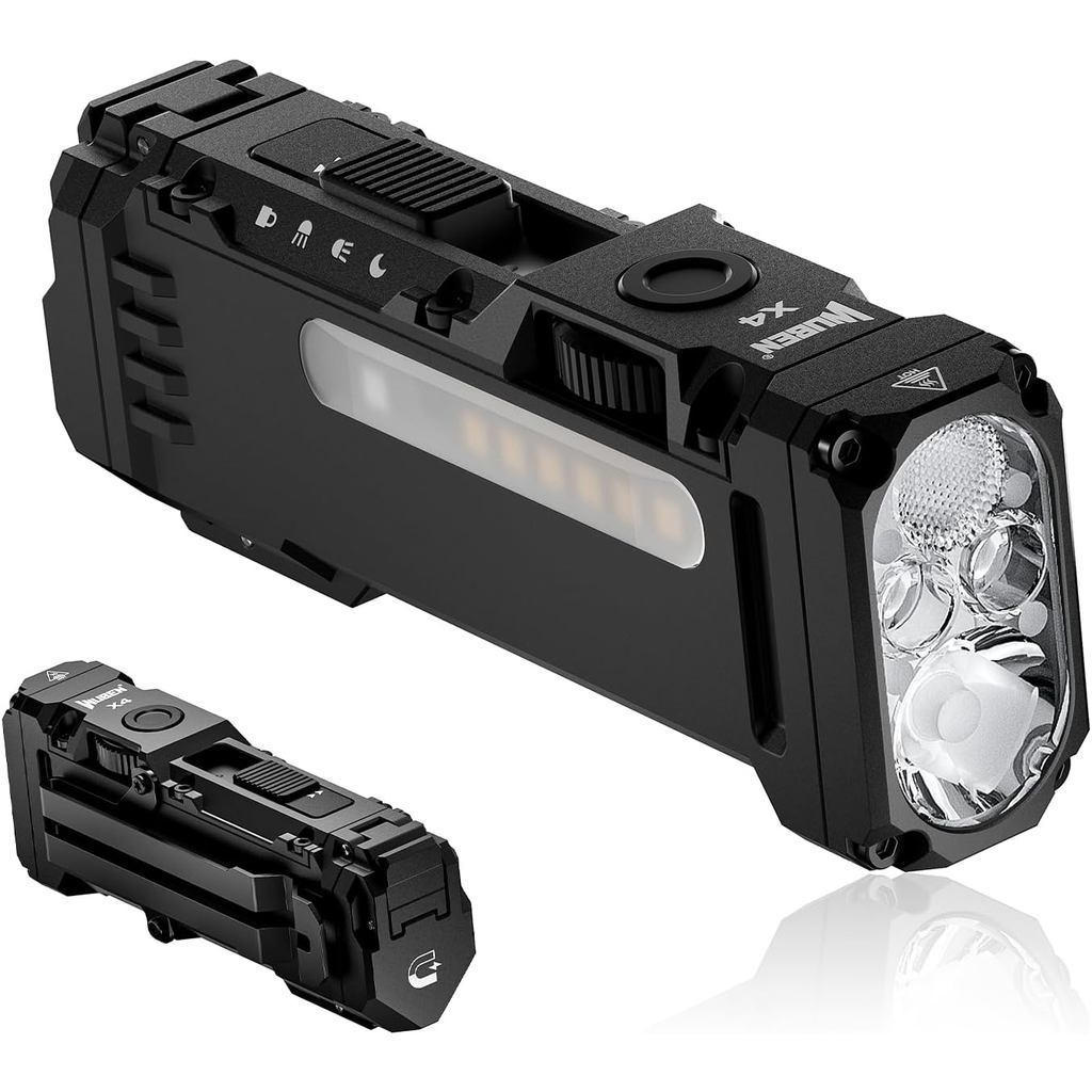 WUBEN X4 ไฟฉายชาร์จได้ 1500 ลูเมน ไฟ RGB และสวิตช์multifunction ติดแม่เหล็ก IP68 พร้อมคลิปพกพา USB-C