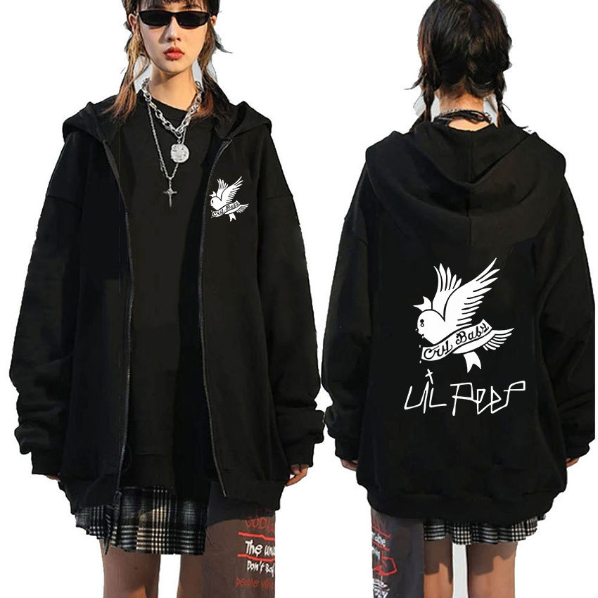 Rapper Lil Peep Jacket Zipper Hoody Fashion Zip Up Sweatshirt Oversize