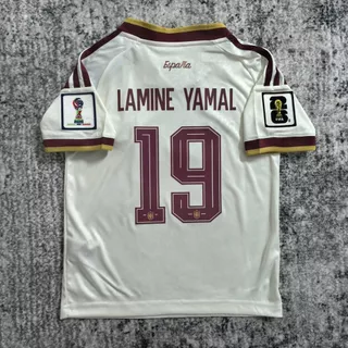 2627 Spai Away Jerseys พัดลมผู้ใหญ่ Issue Kids set Soccer Jersey LAMINE YAMAL No.19 PEDRI No.20 customable ได้ทุกชื่อset