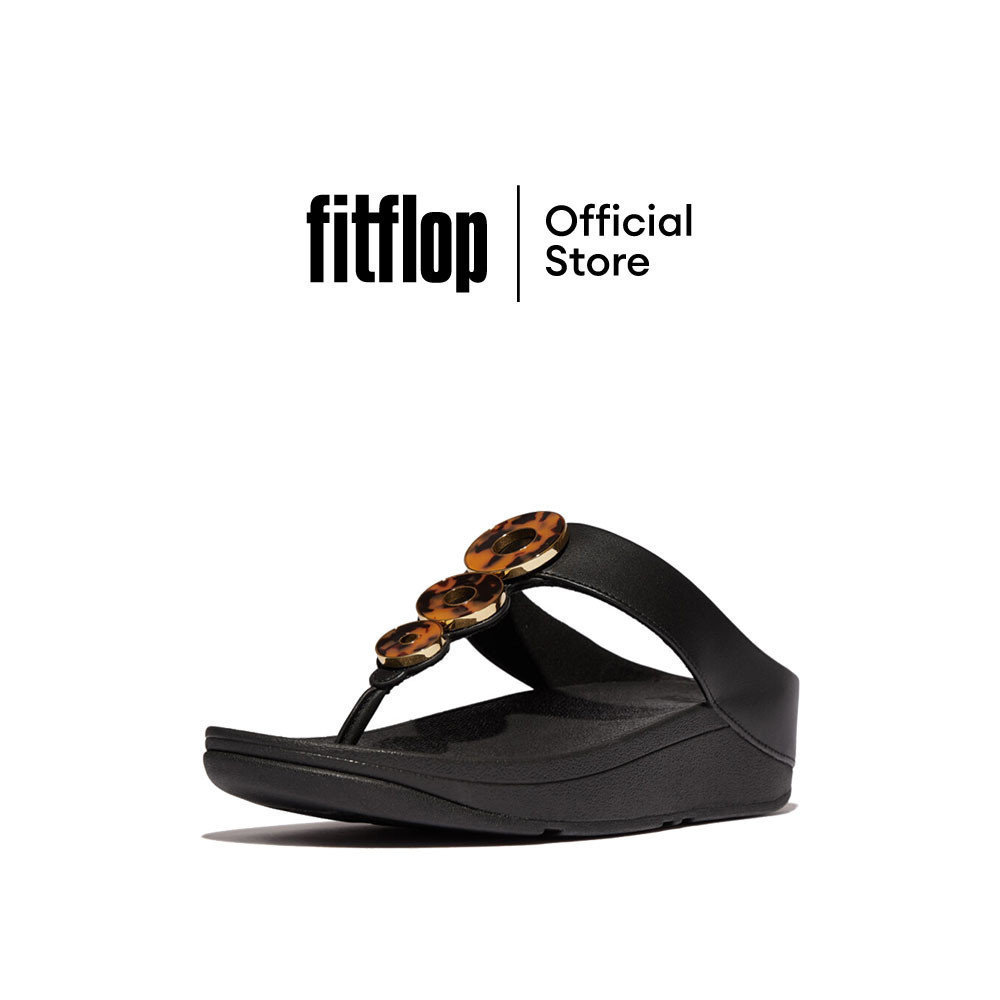 FITFLOP FINO RESIN-HOOP LEATHER รองเท้าแตะแบบหูหนีบผู้หญิง รุ่น IB8-090 สี BLACK