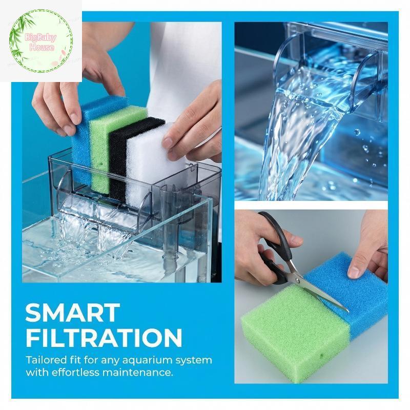 BigBabyHouse Aquarium กรองผ้าฝ้าย 5 PCS สําหรับ Juwel Bioflow Strong Absorption ช่วยให้ Aquarium Wat