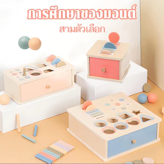 Montessori กล่องเหรียญ จับคู่รูปร่าง บล็อกฝึกสมอง ของเล่นเสริมสติปัญญา เด็กอนุบาล ปลอดภัย