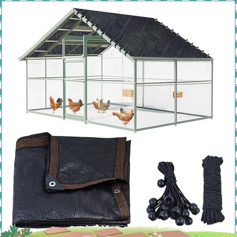 Uejfrdkuwg ไก่ Run Cover 11.5 x 6.6 FT กรงไก่ 20 ชิ้น Ball Bungees สายไฟสําหรับสวนกลางแจ้ง Patio Yar