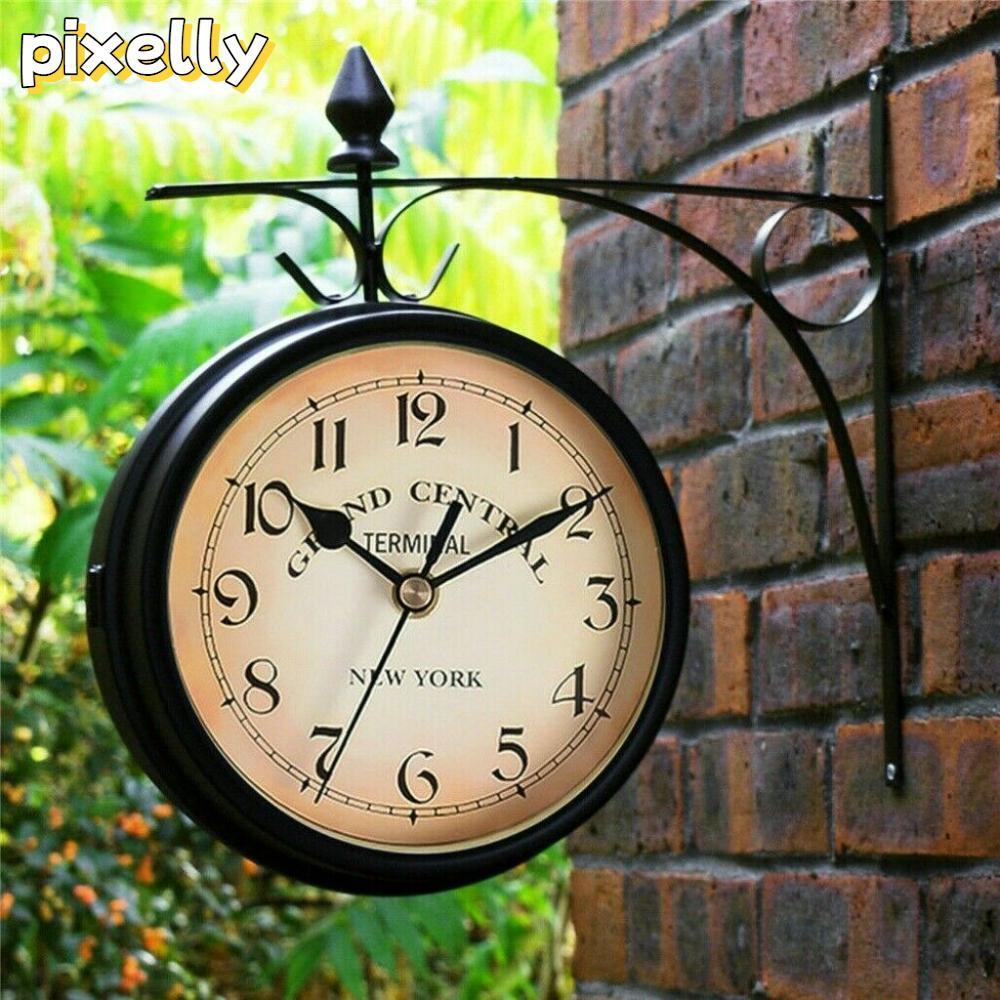 PIXELLY นาฬิกาโลหะ Grand Central Wall Mount ตกแต่งสวนด้านนอก