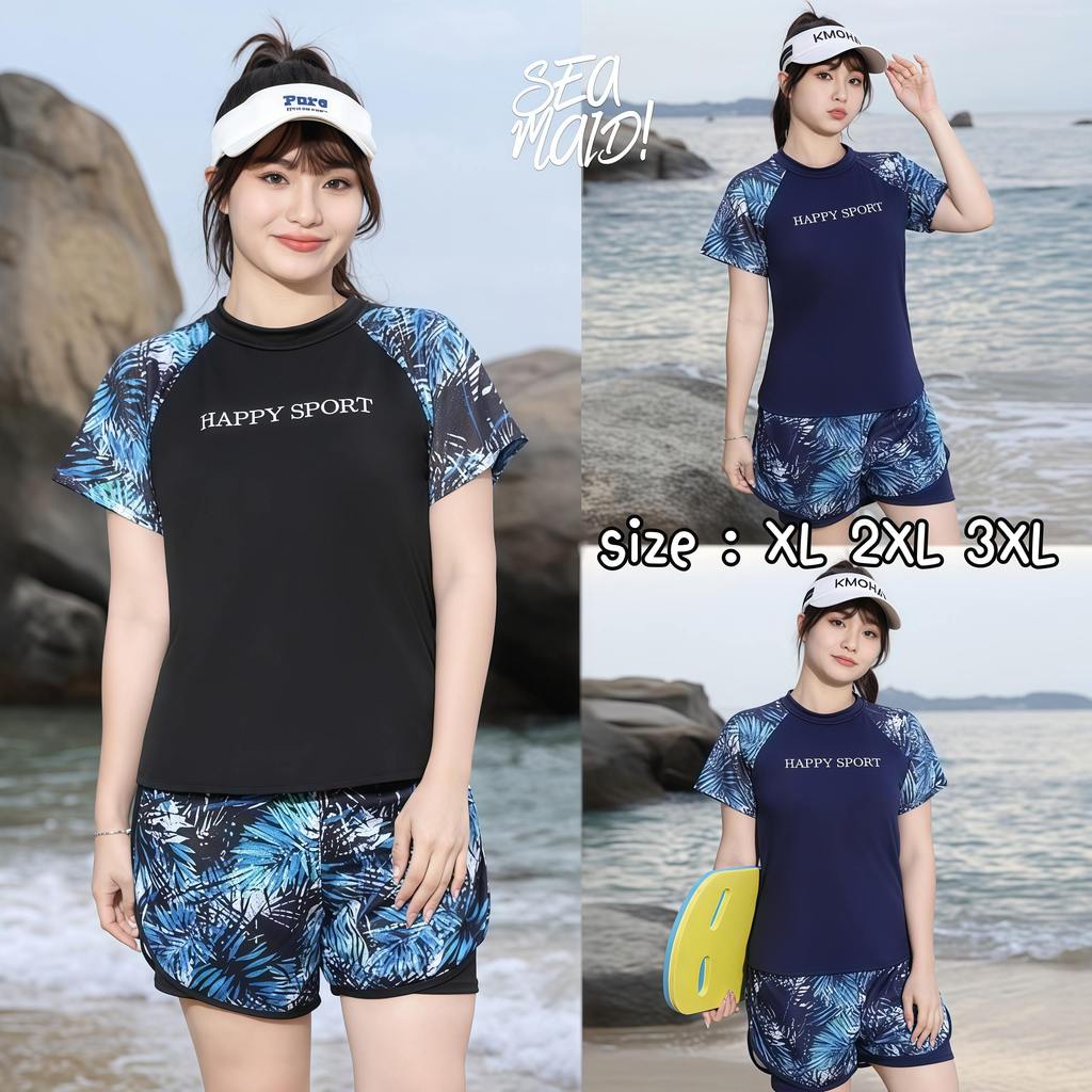 SEA MAID ชุดว่ายน้ำ 2 ชิ้น ชุดว่ายน้ำกางเกงผู้หญิง ชุดว่ายน้ำไซส์ใหญ๋🌷 มีไซส์ XL-3XL | น้ำหนัก 55-80 กก. Y091