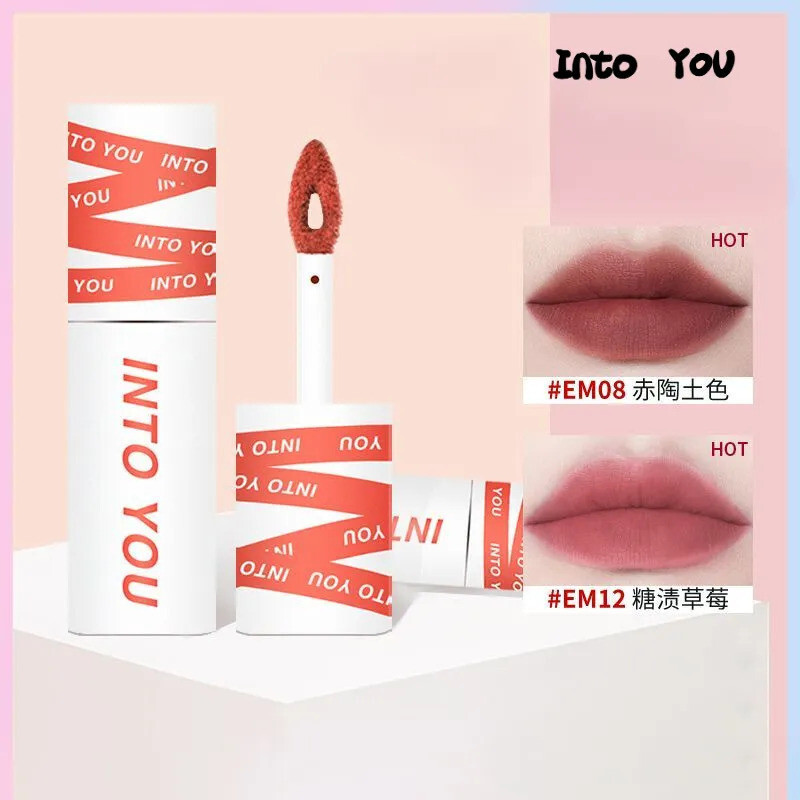 ⭐Into YOU Lip Mud Matte Lip Glaze Dual-purpose Whitening และ Easy ถึงสีลิปสติก Student Lip Glaze Lip