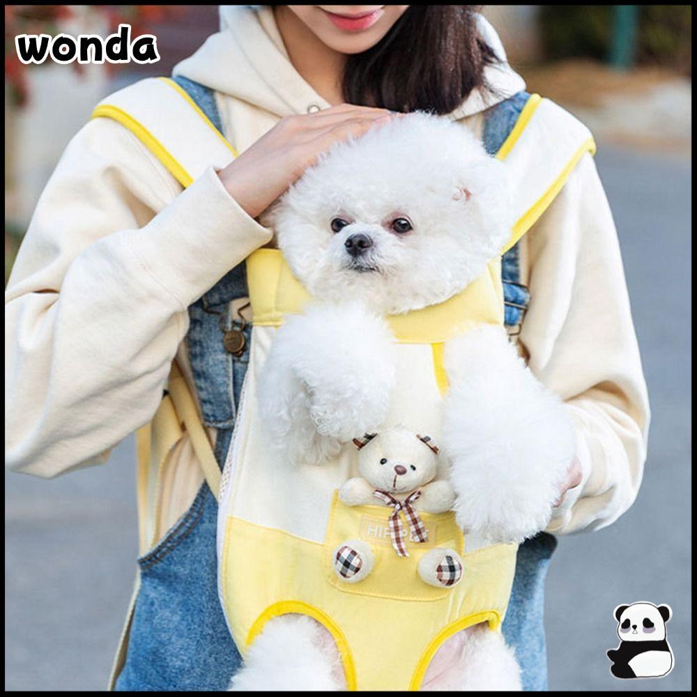 Wonda กระเป๋าสะพายคู่สุนัข,กระเป๋าคาดหน้าอกสัตว์เลี้ยงระบายอากาศแบบพกพา,สายสะพายไหล่ปรับได้ทนทานสบายสี่ฟุตกระเป๋าเป้สะพายหลังแมวสําหรับเดินทางกลางแจ้ง