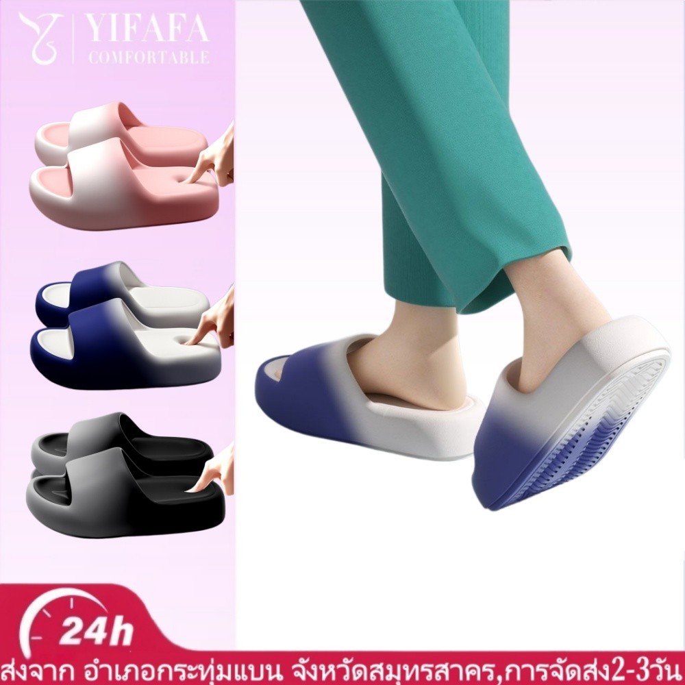 ในสต็อก🎀รองเท้ารัดส้นผู้หญิง กันลื่นและทนทาน ใส่สบาย ระบายอากาศดี ส้นสูง 5.5 ซม พื้นนุ่ม สีไล่ระดับ