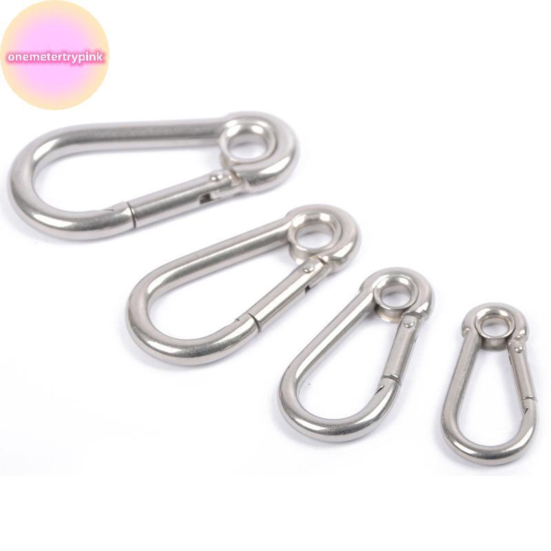 ONEPINK M4 M5 M6 M7 M8 Stainless Steel Carabiner Carbine Snap Hook พร้อมตาไก่สปริง Bule Key Ring .
