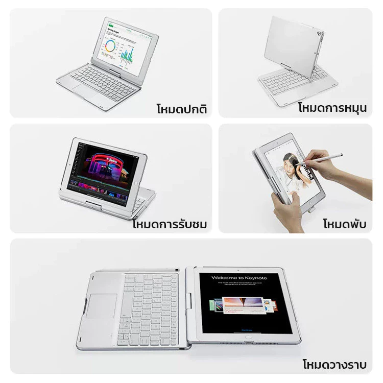 คีย์บอร์ดบลูทูธสำหรับ iPad มีไฟเรืองแสงและปุ่มควบคุม Magic thumbnail 8