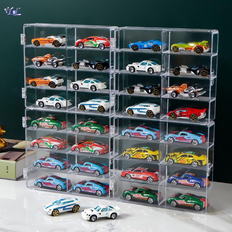 [ZDF] 1:64 Scale Car Model Storage Box 8 Slot Clear Display Shelf Toy Car Dust Storage Container For