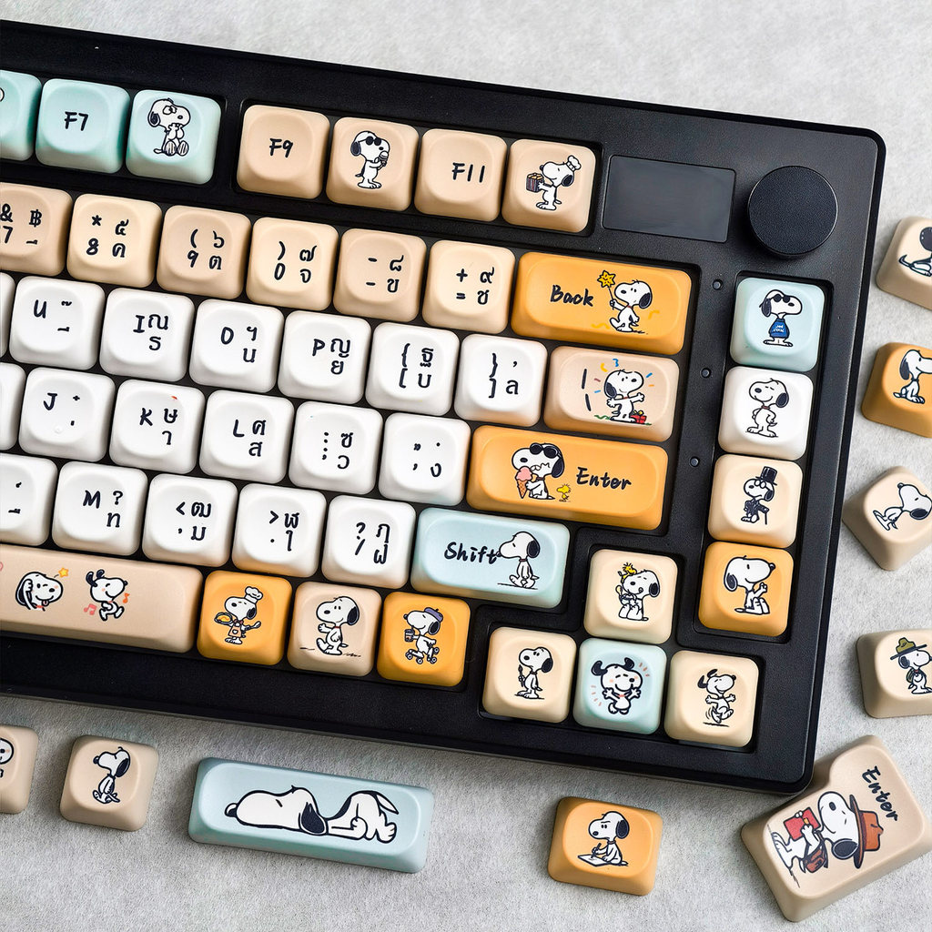 Thai KeycapMAIMOOO Snoopy Keycap MOA Profile 120 คีย์ PBT Dye-sub Aula F75 F99 Ajazz AK820 การ์ตูนสุ
