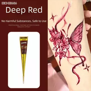 ครีมสักเฮนน่ากึ่งถาวร Henna Paste Cone, สีดำและน้ำตาล สำหรับศิลปะบนร่างกายและเครื่องสำอาง