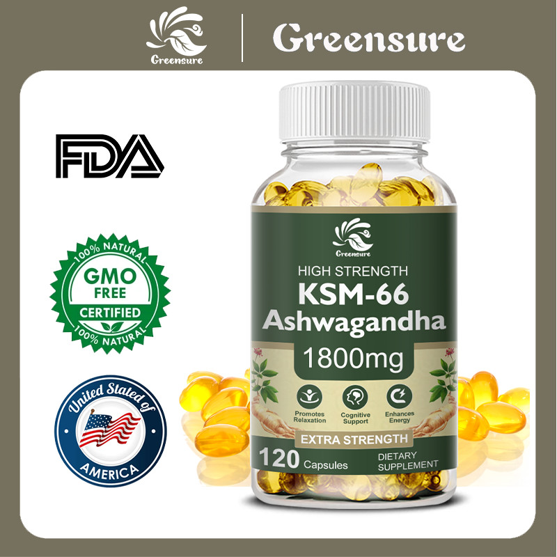 KSM-66 Ashwagandha Root Extract อาหารเสริมอินทรีย์สูงดูดซับภูมิคุ้มกันสุขภาพ Non GMO มังสวิรัติ