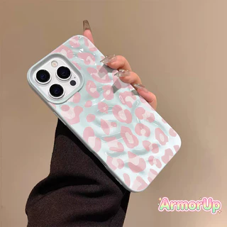 เคสไอโฟน ลายเสือดาวสีชมพู รอยพับหยัก สำหรับ iPhone 11 12 13 14 15 16 ProMax X XR XS Max 7 8Plus-AP
