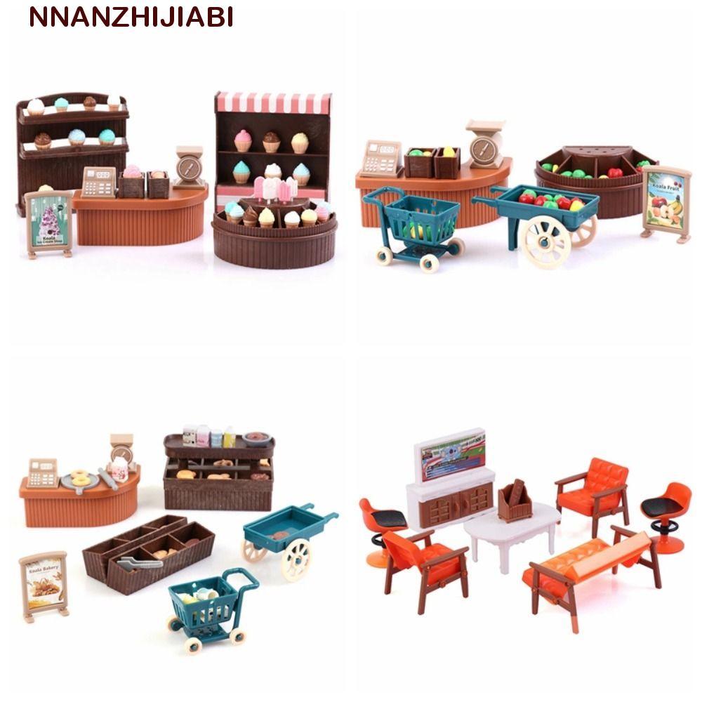 NANZHIJIABI เฟอร์นิเจอร์ขนาดเล็ก, ห้องนอน Living Micro รุ่นบ้านตุ๊กตา, DIY ของเล่นครัวแกล้งทําครอบครัวมินิเฟอร์นิเจอร์ของเล่นเด็ก