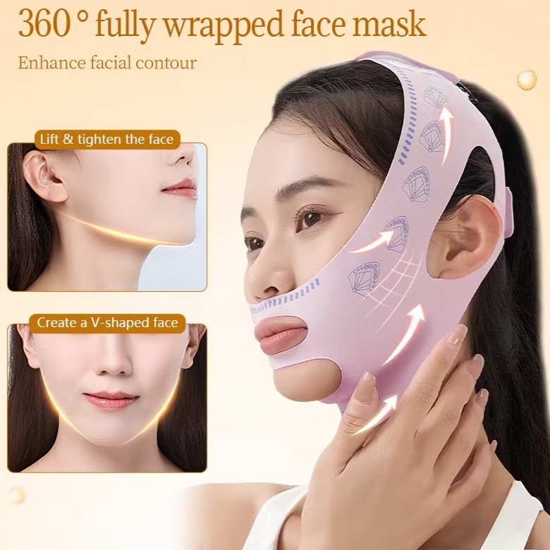 HIH-shop:สายรัดหน้าเรียว ที่รัดหน้า ยกกระชับใบหน้า ลดเหนียง ยืดหยุ่นสูง ระบายอากาศดี รุ่นบางเบา ใส่นอนได้DIY-45