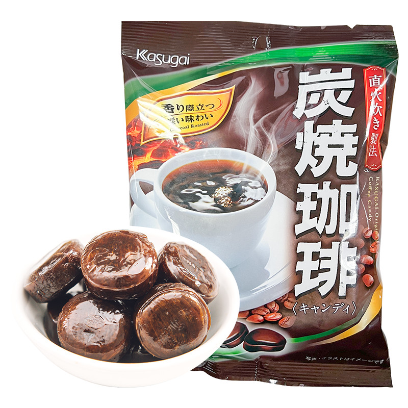 ขนมนําเข้าจากญี่ปุ่น Kasugai Charcoal Grill Coffee Candy 62g Coffee Candy Casual Wedding Candy Snack