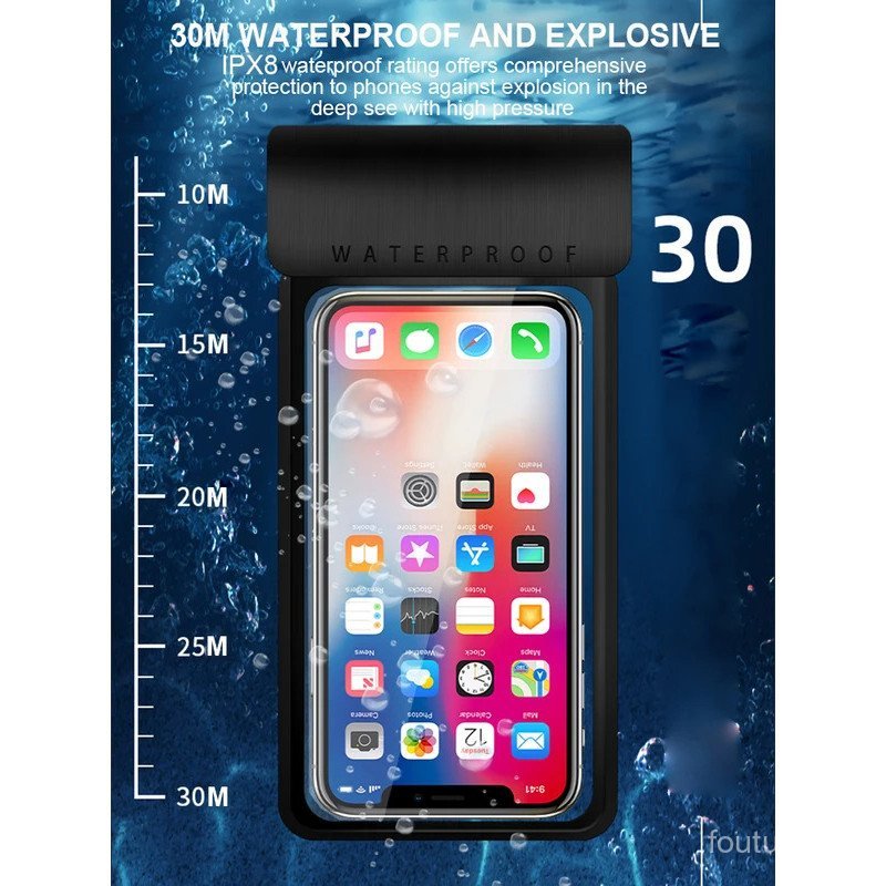 IPX8 กระเป๋าใส่เคสโทรศัพท์กันน้ําสําหรับ Samsung S24/S23/S22/S25/A15 และ iPhone 16 Pro Max
