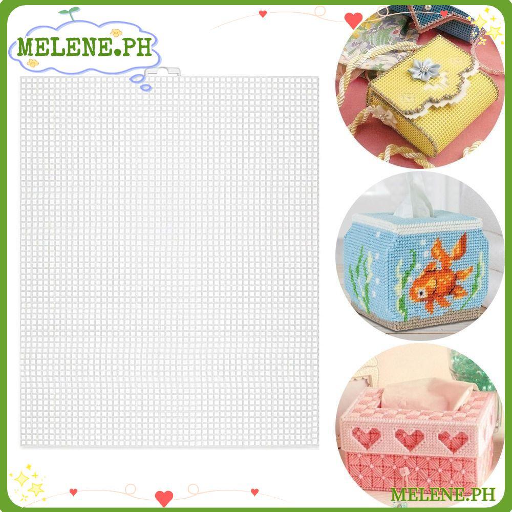 MELENE Bag Mesh Grid, 7CT Plastic Mesh Canvas, Purse Making Supplies สีขาวสีดํา 33.5x26CM Bag Rug เส