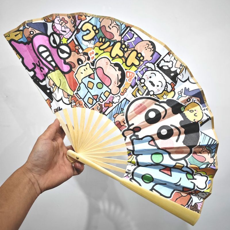 热销夏季专用8寸折扇蜡笔小新扇子高颜值卡通可爱野原新之助2025年26416 Best-selling summer 8-inch folding fan, Crayon Shin-chan fan,