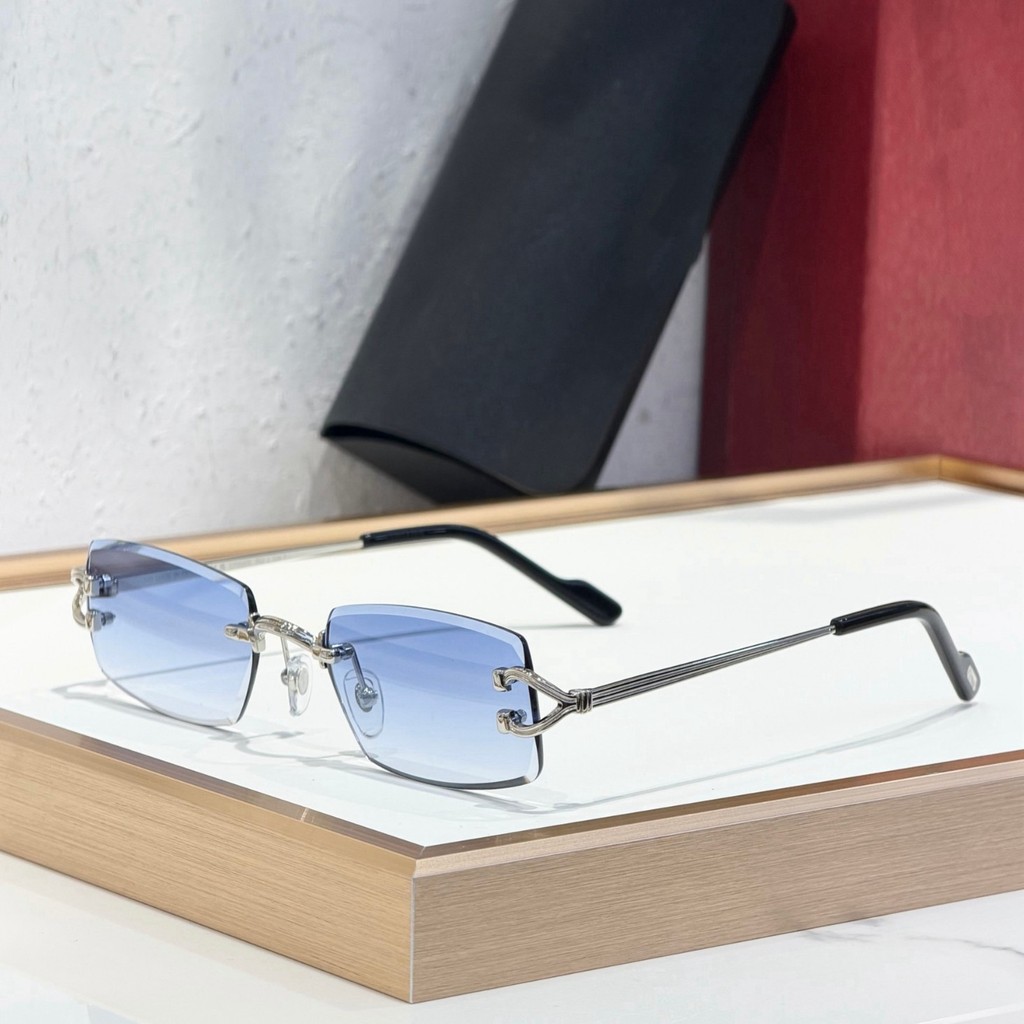 D9DN Cartie*r 0550Fashionable cut-edge light luxury frameless sunglasses, new trendy square-frame su