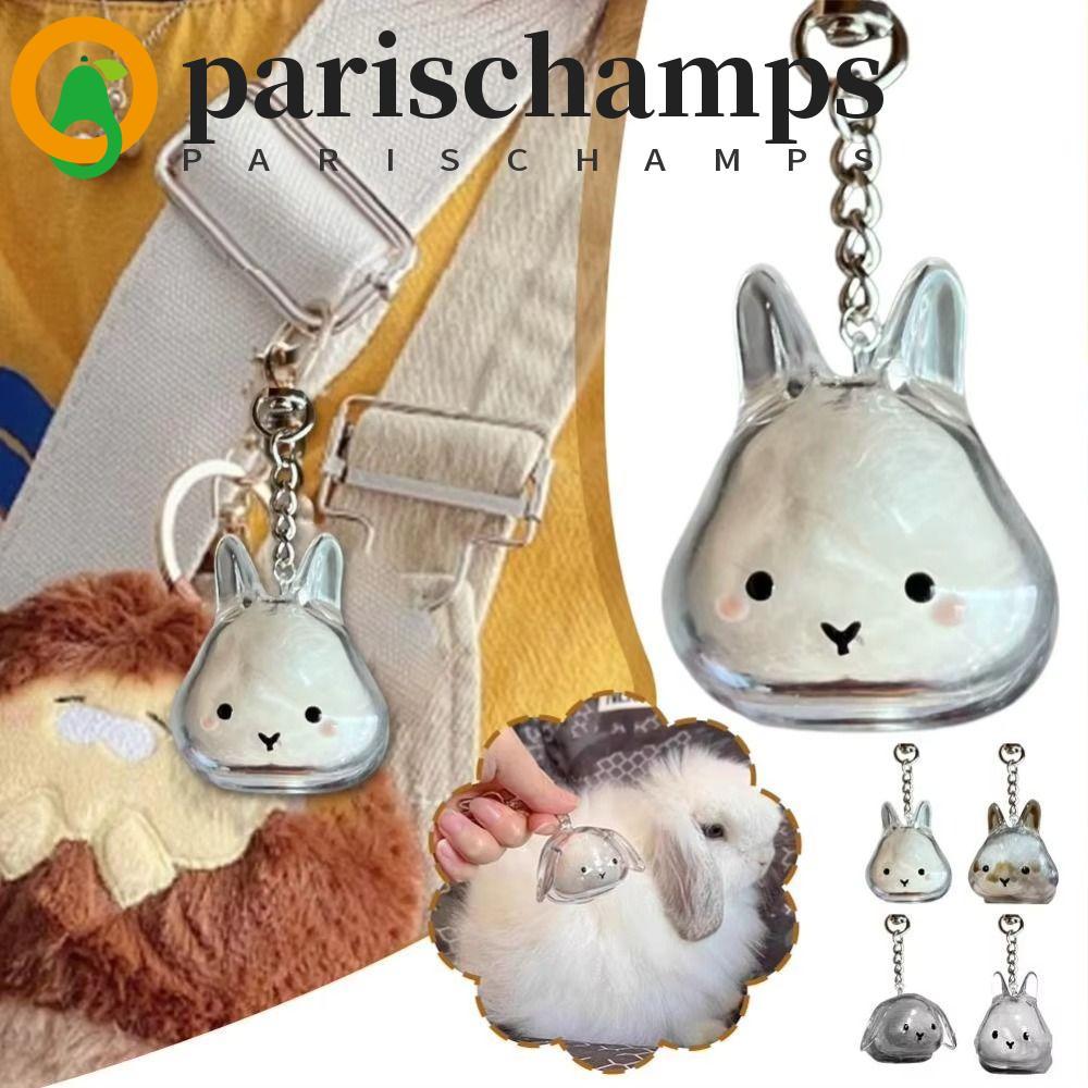 ปารีสCHAMPS พวงกุญแจเก็บขนสัตว์เลี้ยง, ภาชนะใส่ผมใสกระต่ายเก็บผม, ออแกไนเซอร์จี้กระเป๋าเสน่ห์พวงกุญแจอนุสรณ์กล่องเก็บผมกระต่ายกระเป๋าเป
