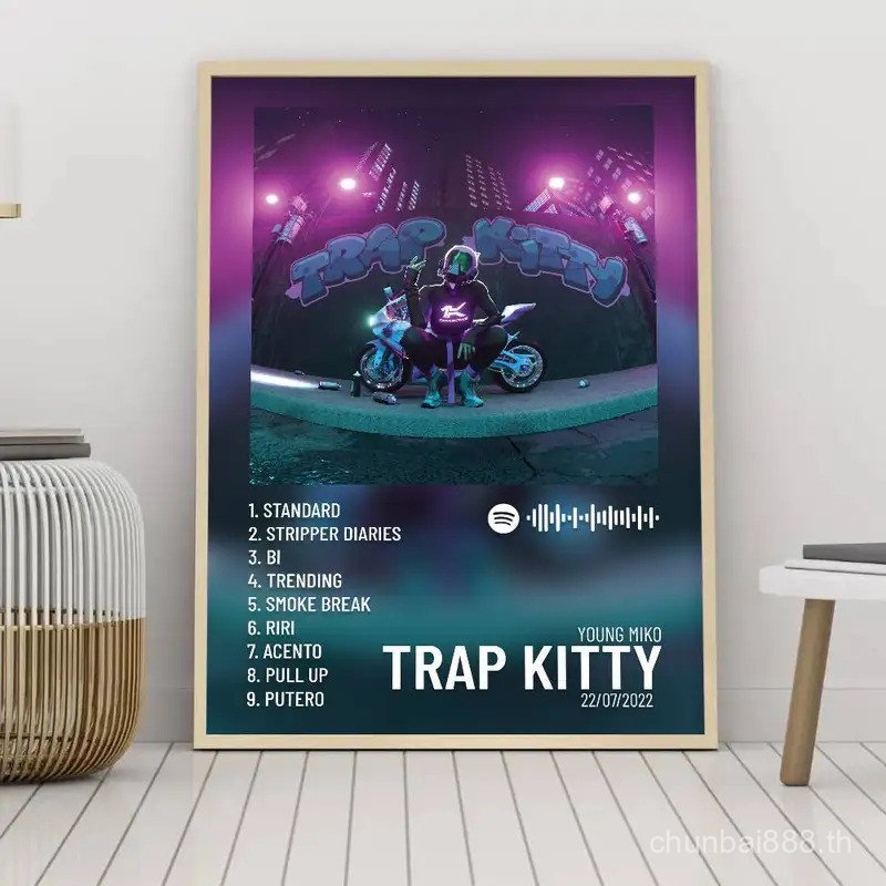 Young Miko Trap Kitty โปสเตอร์สติกเกอร์กระดาษกาแฟ House Bar Room Office ห้องนอน Wall ตกแต่งบ้าน,ไม่ม