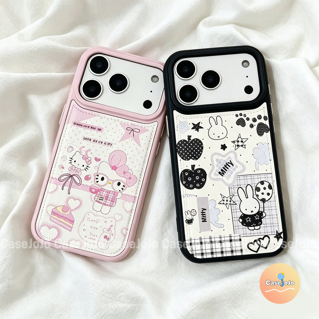 เคสโทรศัพท์หนังการ์ตูน ซานริโอ คิตตี้ มีฟีฟาย สำหรับ iPhone 14 15 Pro Max 11 Pro X/Xr/Xs/Xs Max 12 17 13 16 Plus เคสนิ่ม