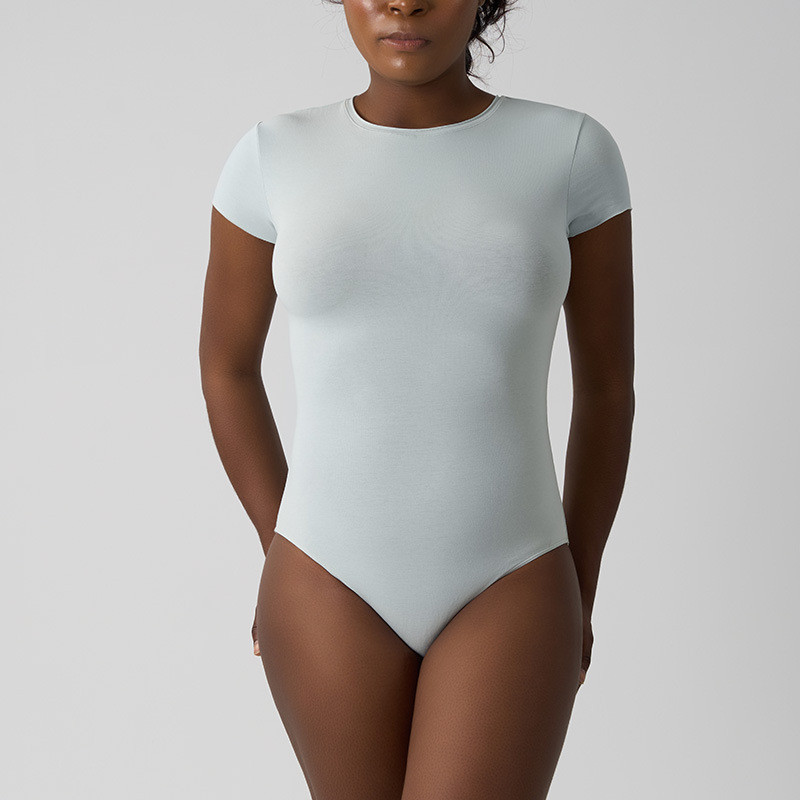 SKIMS COTTON JERSEY T-SHIRT BODYSUIT Cotton spandex Sleeveless, hip-hugging, open-crotch jumpsuit
