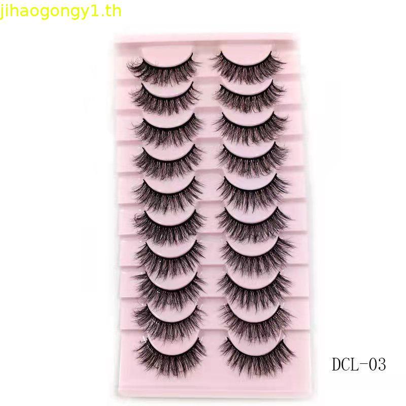 HBZGTLAD Soft Mink Eyelashes 3D Curl Winged End Eye Elongated ปลอม Lashes หนา Handmade ธรรมชาติขนตาป