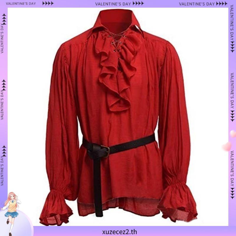 เสื้อยืดแขนยาว คอสเพลย์ Renaissance Pirate 18th Century Duke สําหรับผู้ชาย