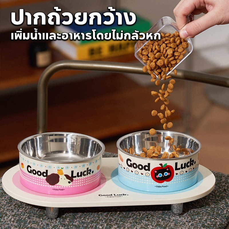 PawPals ชามข้าวสัตว์เลี้ยง 2 ชามอาหารแมว ชามข้าวหมา มาพร้อมชามแสตนเลส ที่ใส่อาหารสัตว์เลี้ยง ให้สติกเกอร์กันลื่นฟรี ราคา ถูกที่สุด ดีลบีเคเค แกลเลอรีภาพที่ 5