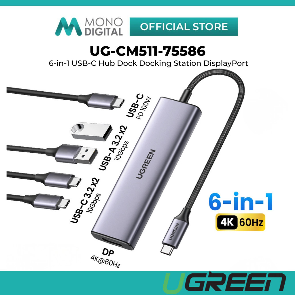 UGREEN 6-IN-1 USB C Hub 4K 60HZ 100W PD Type C ถึงอะแดปเตอร์ HDMI 3X USB 3.0 5GBPS สําหรับ MacBook P