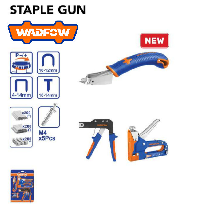 [ WADFOW ] (WGU2403) Staple Gun Set | 3-in-1 Stapler (Staple / U-Shape / Brad Nails) | M4–M6 Anchor 